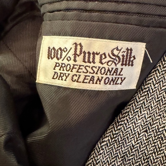 Vintage S&K Famous Brands 100% Silk Men’s Blazer Black White 44 Suit Jacket - Picture 6 of 8